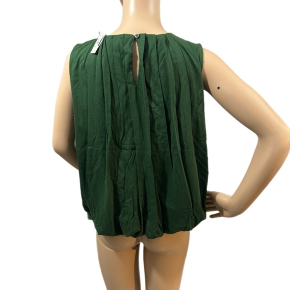 MADEWELL Sleeveless Crewneck Bubble Tank Top Sz XXS (Fits XS) Green Pleated New - Picture 9 of 13